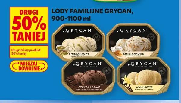 Lody śmietankowe z pistacjami Grycan +3 warianty