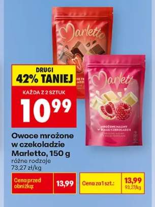 Owoce mrożone w czekoladzie maliny w białej czekoladzie Marletto +1 wariant