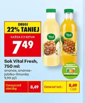 Sok Vital Fresh ananas +1 wariant