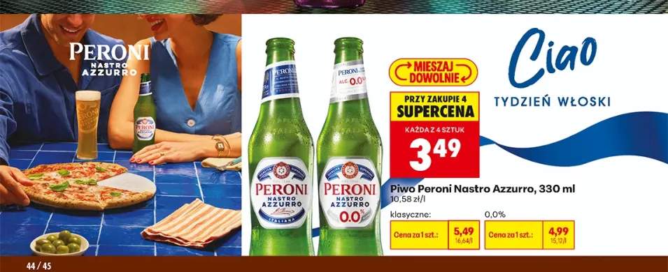 Piwo Peroni Nastro Azzurro klasyczne +1 wariant