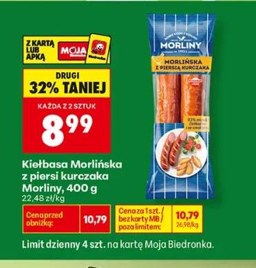 Kiełbasa Morlińska z piersi kurczaka Morliny