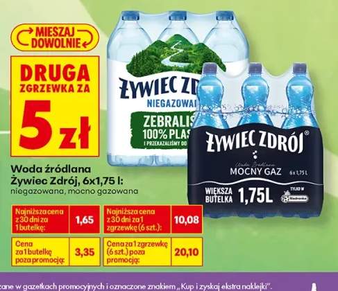 Woda źródlana niegazowana Żywiec Zdrój 6-pak +1 wariant