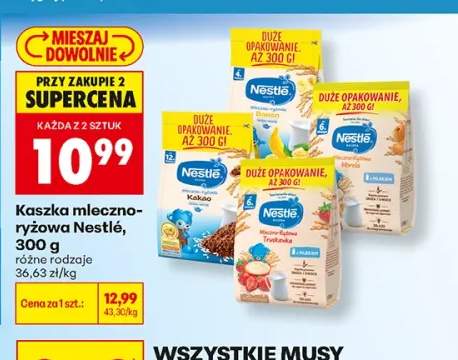 Kaszka mleczno-ryżowa Truskawka Nestlé +3 warianty