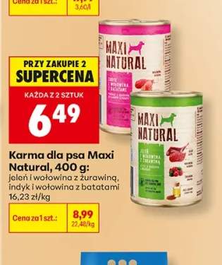 Karma dla psa Maxi Natural jeleń i wołowina z żurawiną +1 wariant