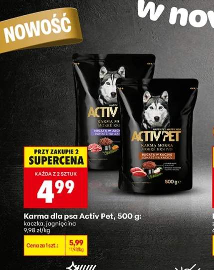 Karma dla psa Activ Pet jagnięcina +1 wariant