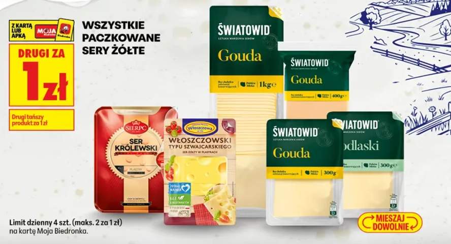 Paczkowane sery żółte +5 wariantów