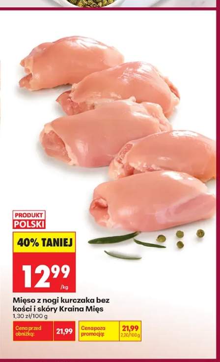 Mięso z nogi kurczaka bez kości i skóry Kraina Mięs