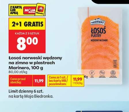 Łosoś norweski wędzony na zimno w plastrach Marinero