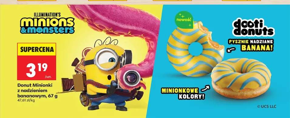 Donut Minionki z nadzieniem bananowym Dooti Donuts