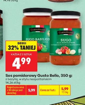 Sos pomidorowy Gusto Bello z bazylią +1 wariant
