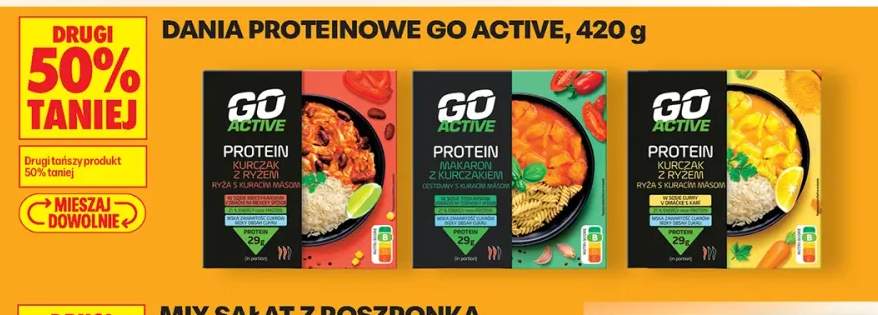 Danie proteinowe kurczak z ryżem w sosie curry Go Active +2 warianty