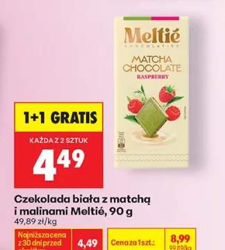Czekolada biała z matchą i malinami Meltié