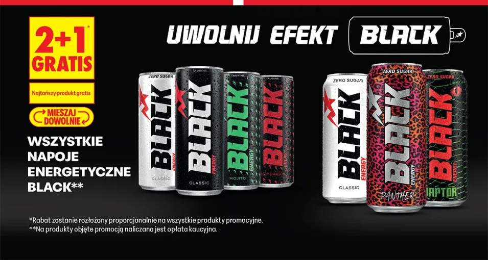 Napój energetyczny Black Zero Sugar Classic +6 wariantów