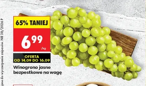 Winogrona jasne bezpestkowe na wagę