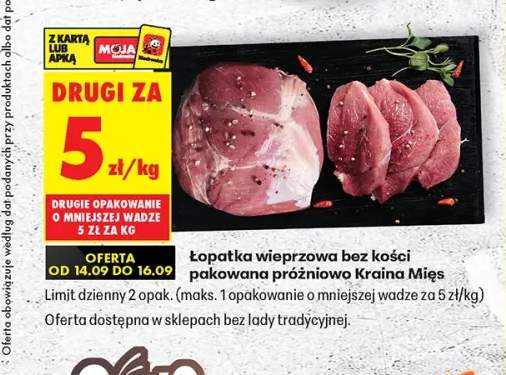 Łopatka wieprzowa bez kości pakowana próżniowo Kraina Mięs