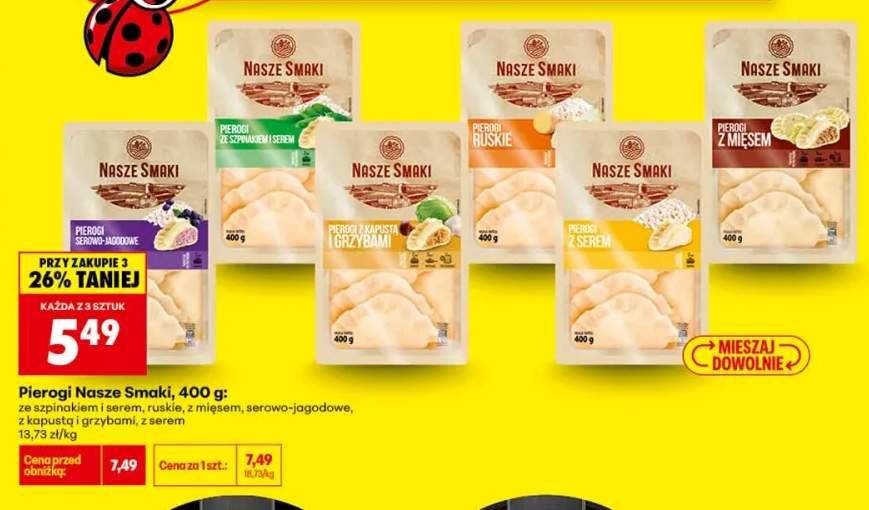 Pierogi Nasze Smaki ze szpinakiem i serem +5 wariantów