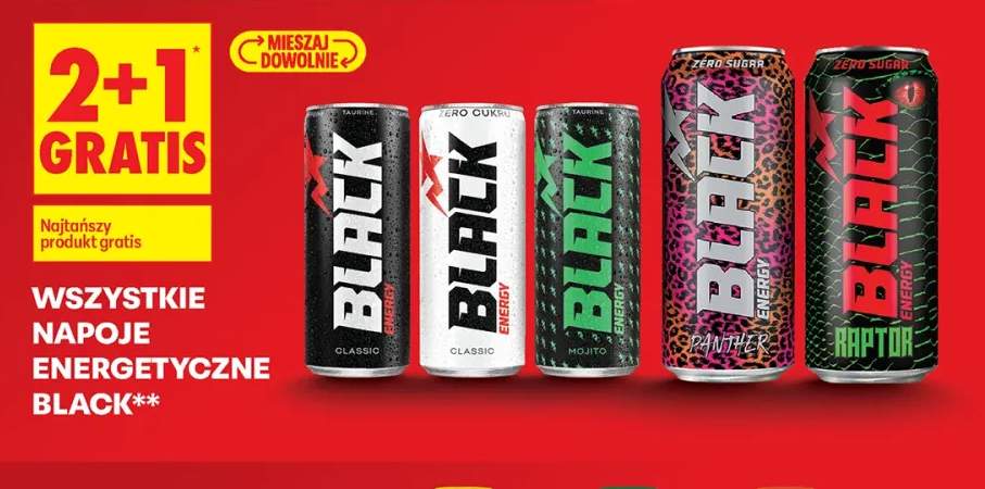 Napoje energetyczne Black +5 wariantów