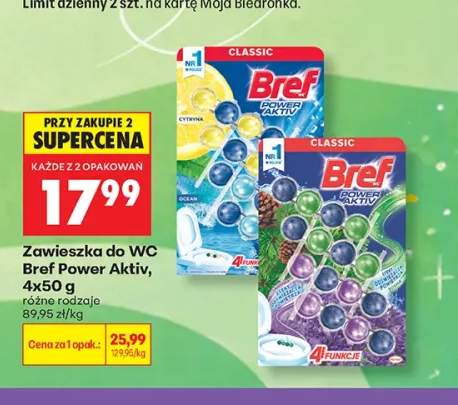 Zawieszka do WC Bref Power Aktiv Cytryna Ocean 4-pak +1 wariant