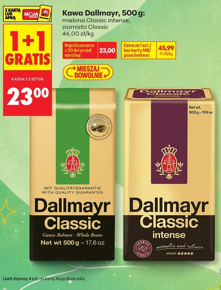 Kawa mielona Dallmayr Classic intense +1 wariant
