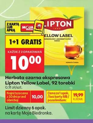 Herbata czarna ekspresowa Lipton Yellow Label