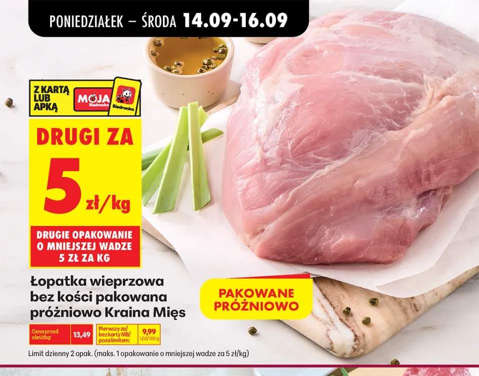 Łopatka wieprzowa bez kości pakowana próżniowo Kraina Mięs