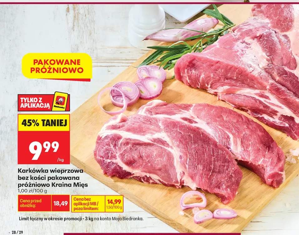 Karkówka wieprzowa bez kości pakowana próżniowo Kraina Mięs