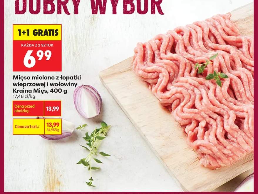 Mięso mielone z łopatki wieprzowej i wołowiny Kraina Mięs