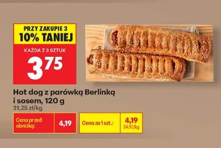 Hot dog z parówką Berlinką i sosem