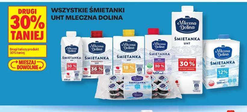 Śmietanki UHT Mleczna Dolina +6 wariantów