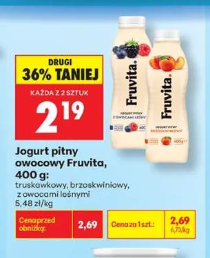 Jogurt pitny owocowy truskawkowy Fruvita +2 warianty