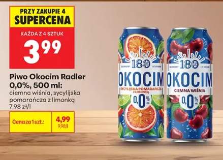 Piwo bezalkoholowe Okocim Radler ciemna wiśnia +1 wariant