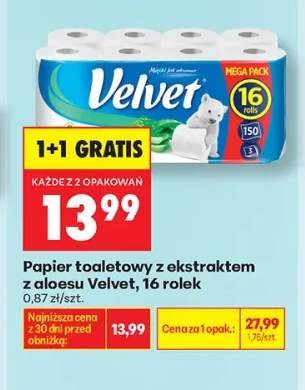 Papier toaletowy z ekstraktem z aloesu Velvet 16-pak