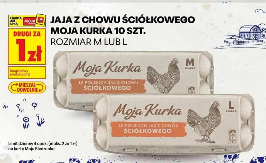 Jajka kurze z chowu ściółkowego Moja Kurka rozmiar M +1 wariant