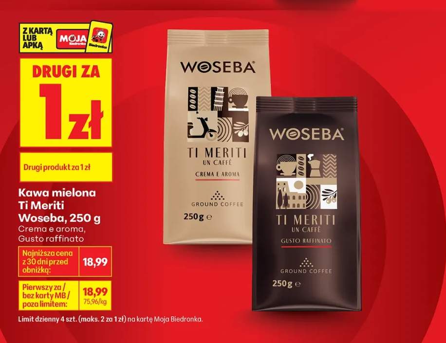 Kawa mielona Ti Meriti Woseba Crema e aroma +1 wariant