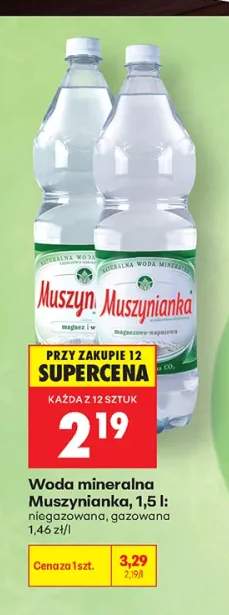 Woda mineralna niegazowana Muszynianka +1 wariant