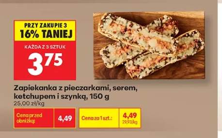 Zapiekanka z pieczarkami, serem, ketchupem i szynką