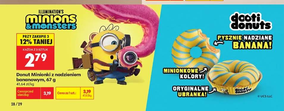 Donut Minionki z nadzieniem bananowym Dooti Donuts