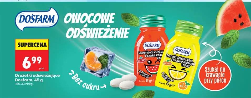 Drażetki odświeżające o smaku arbuza i mięty Dosfarm +1 wariant