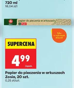 Papier do pieczenia w arkuszach Zosia