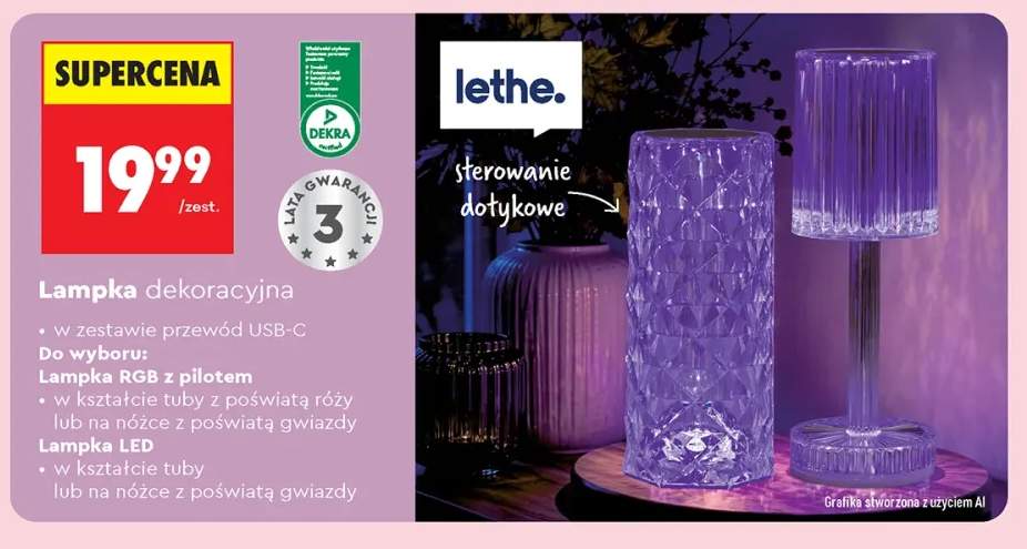 Lampka dekoracyjna RGB z pilotem na nóżce z poświatą gwiazdy Lethe +3 warianty