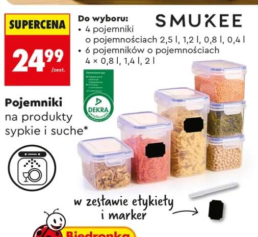 Pojemniki na produkty sypkie i suche 4 pojemniki Smukee +1 wariant