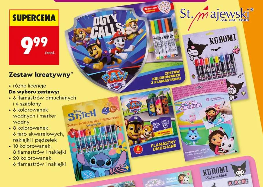 Zestaw kreatywny 6 flamastrów dmuchanych i 4 szablony St. Majewski +4 warianty