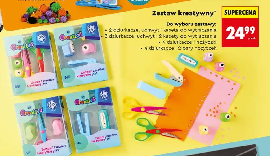 Zestaw kreatywny 2 dziurkacze, uchwyt i kaseta do wytłaczania Creativo Astra +3 warianty