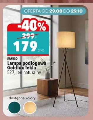 Lampa podłogowa Goldlux Tekla E27 len naturalny Sanico