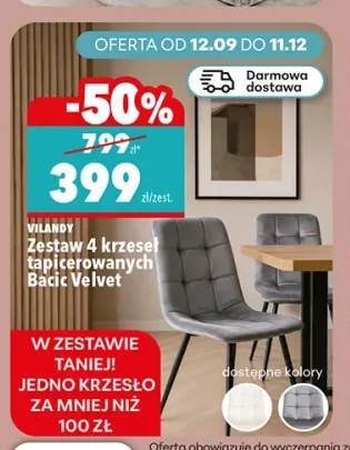 Zestaw 4 krzeseł tapicerowanych Bacic Velvet Vilandy