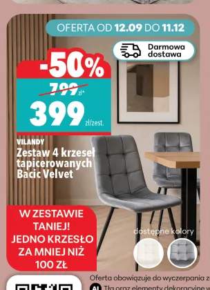 Zestaw 4 krzeseł tapicerowanych Bacic Velvet Vilandy
