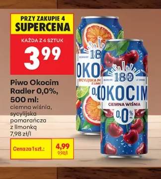 Piwo bezalkoholowe Okocim Radler ciemna wiśnia +1 wariant