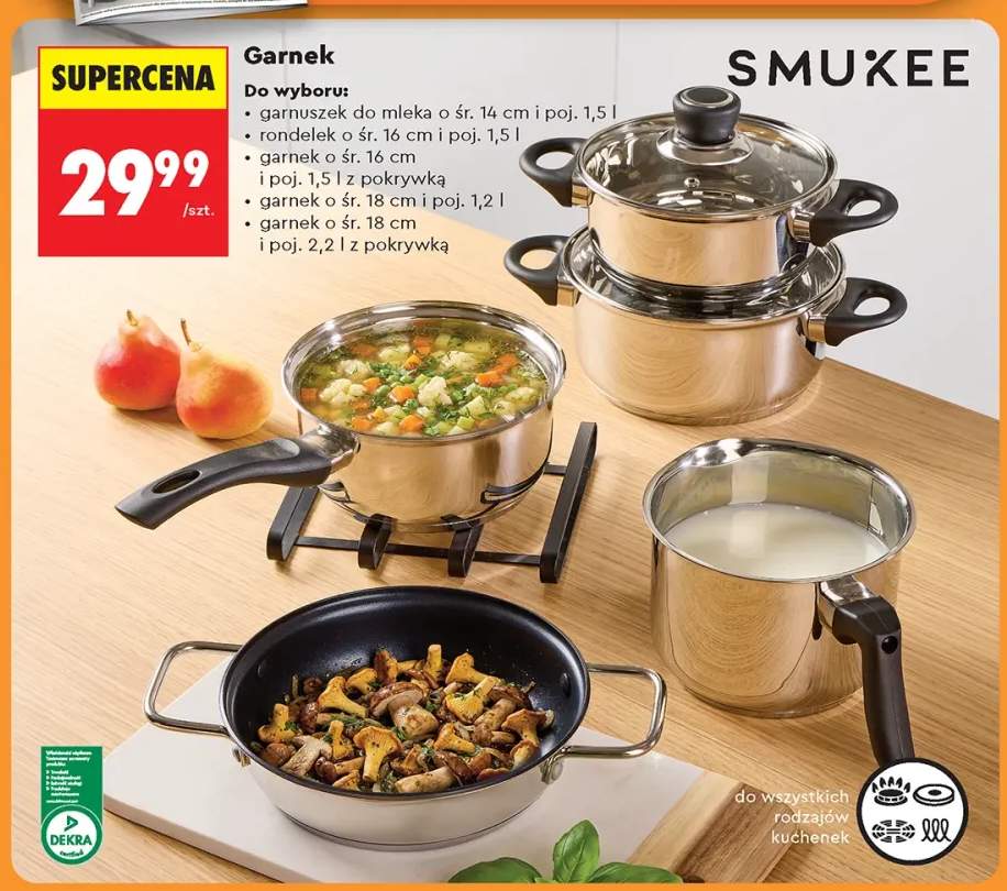 Garnuszek do mleka o śr. 14 cm i poj. 1,5 l Smukee +4 warianty