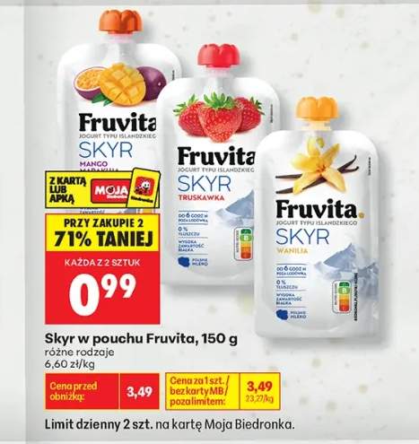Skyr w pouchu Fruvita wanilia +2 warianty