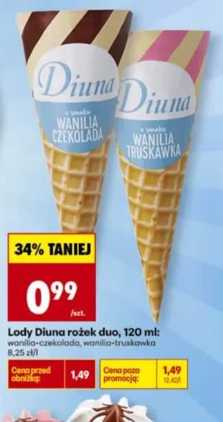 Lody Diuna rożek duo wanilia-czekolada
